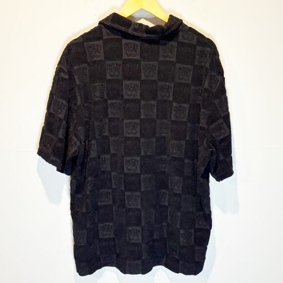 Smiley x H & M Black Terrycloth Short Sleeve Polo Shirt - size XL - Picture 3 of 6